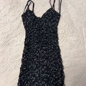 Windsor Navy Floral Ruched Mini Dress